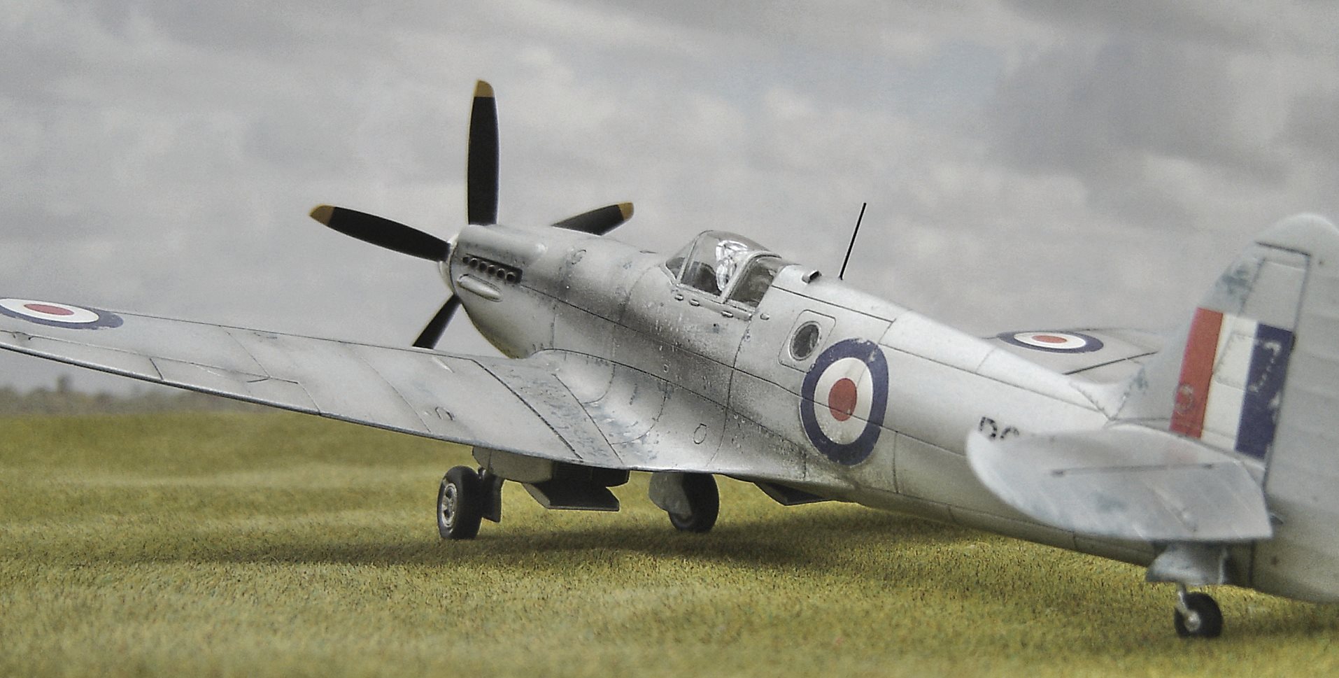 Spitfire PR Mk XIX PS915 of the THUM (Temperature and Humidity Monitoring) Flight from RAF Woodvale in the late 1950’s. Airfix 1/48th scale kit.