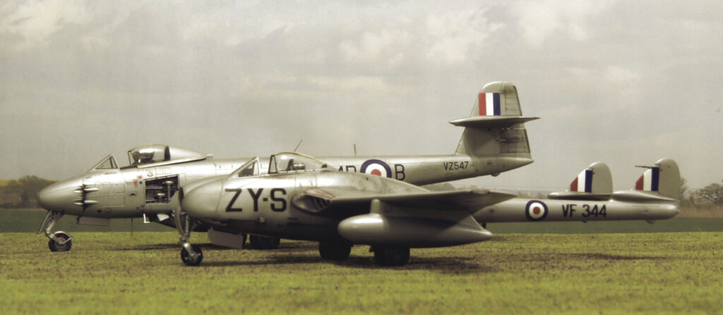 de Havilland Vampire F.3 and Meteor F.8. Airfix, 1/48th scale.
