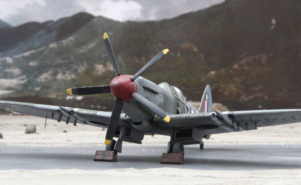 Supermarine Spitfire FR Mk XVIII of 28 Squadron based at Kai Tak, late 1950. Airfix 1/48th scale.