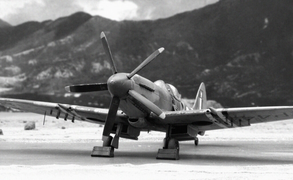 Supermarine Spitfire FR Mk XVIII of 28 Squadron based at Kai Tak, late 1950. Airfix 1/48th scale.