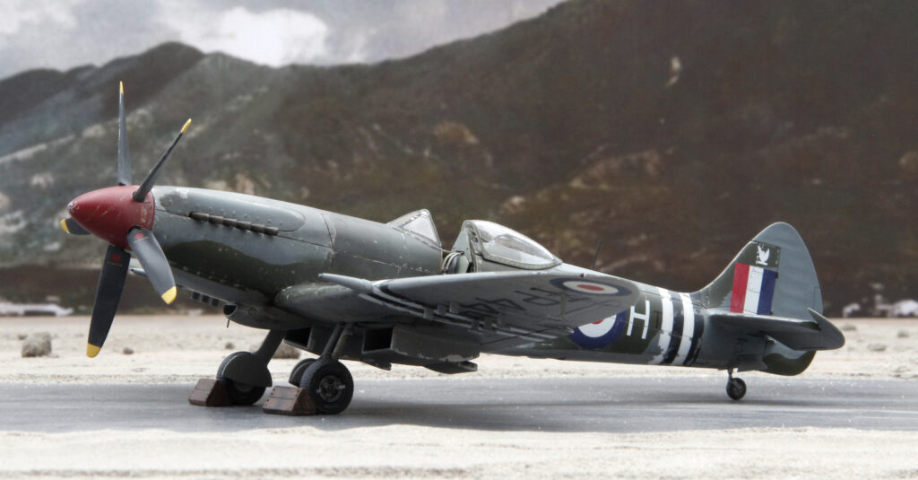Supermarine Spitfire FR Mk XVIII of 28 Squadron based at Kai Tak, late 1950. Airfix 1/48th scale.