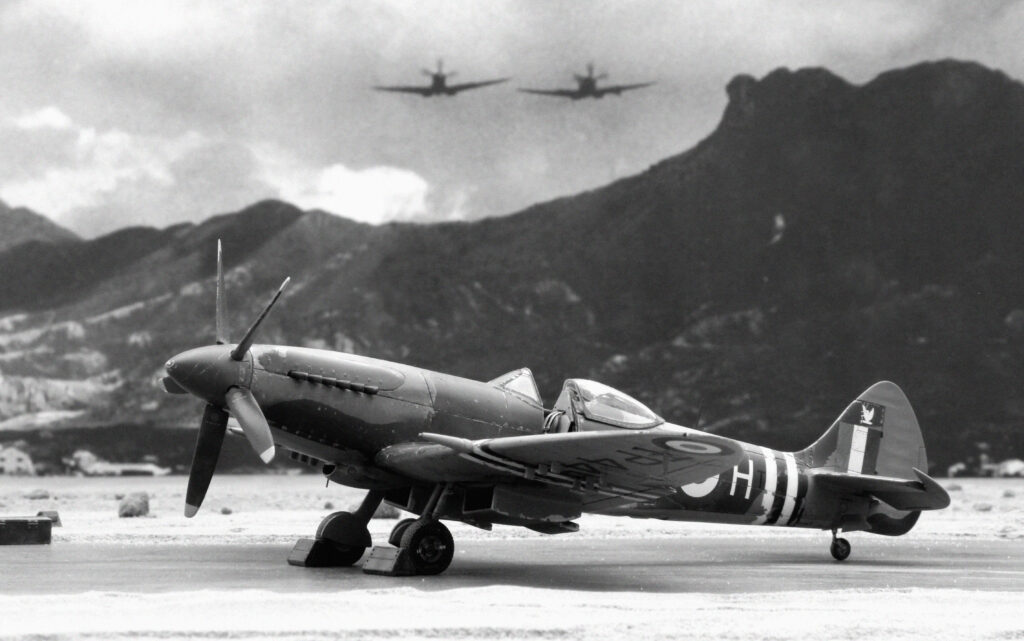 Supermarine Spitfire FR Mk XVIII of 28 Squadron based at Kai Tak, late 1950. Airfix 1/48th scale.