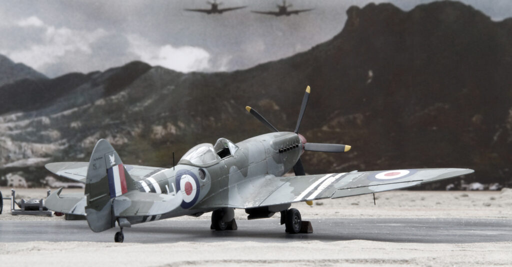 Supermarine Spitfire FR Mk XVIII of 28 Squadron based at Kai Tak, late 1950. Airfix 1/48th scale.