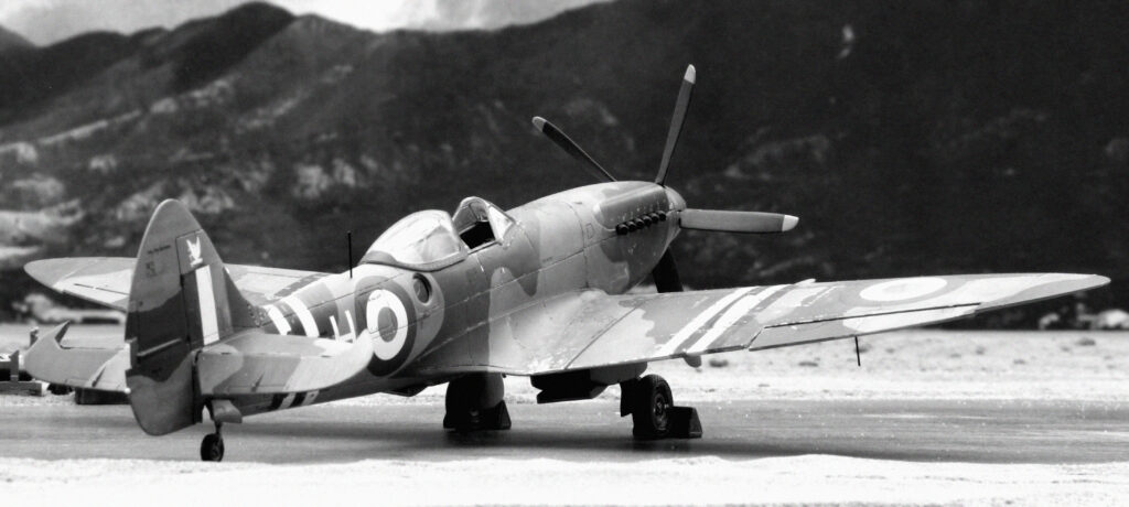 Supermarine Spitfire FR Mk XVIII of 28 Squadron based at Kai Tak, late 1950. Airfix 1/48th scale.