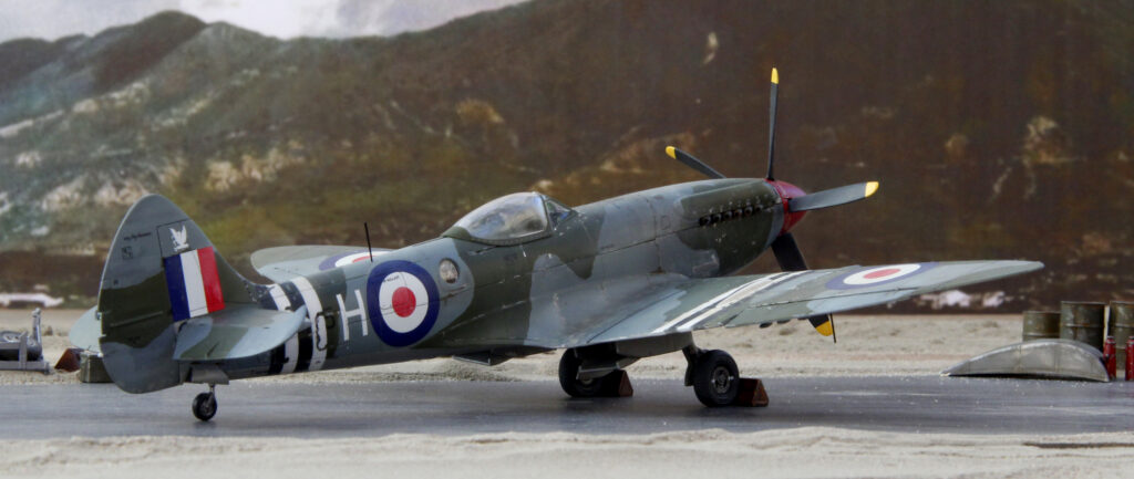Supermarine Spitfire FR Mk XVIII of 28 Squadron based at Kai Tak, late 1950. Airfix 1/48th scale.