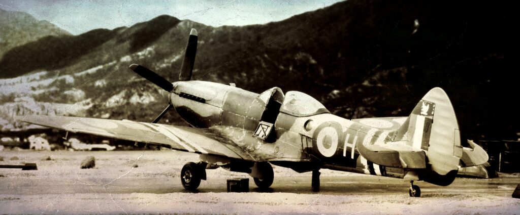 Supermarine Spitfire FR Mk XVIII of 28 Squadron based at Kai Tak, late 1950. Airfix 1/48th scale.